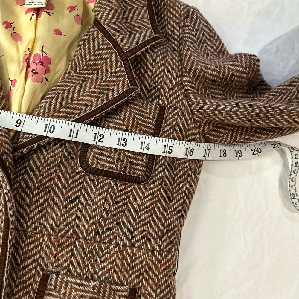 Vintage ABERCROMIE & FITCH Wool &‎ Silk Tweed Fitted Blazer Y2K S - Picture 8 of 9